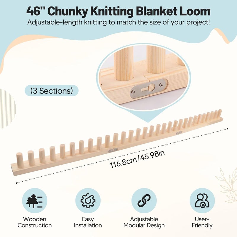 Badiman Wooden Knitting Loom Kit with Installation Tools, Adjustable DIY Crafting Home Decor Easy Assembly Reusable Wooden Peg Frame Beginner Friendly Gift, B - Image 2